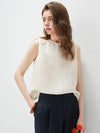 Women's Crew Neck Mulberry Silk Blend Sleeveless Vest