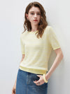 COMOBOCA Women's Ribbed Fine Stripe Knit T-Shirt