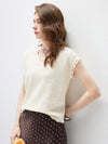 Women’s V-Neck Silk-Cotton Jacquard Knit Short Sleeve T-Shirt
