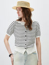 COMOBOCA Women's Striped Short Sleeve Knit Cardigan
