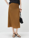 Women's solid color A-line skirt, mulberry silk blend woven