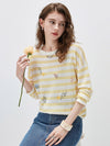 Women's Round Neck Linen Knit Top With Embroidery