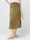 Women's solid color A-line skirt, mulberry silk blend woven