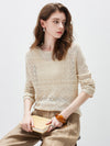 COMOBOCA Women's Diamond Pointelle Knit Sweater