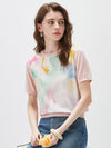 COMOBOCA Women's Floral Print Panel Knit T-Shirt
