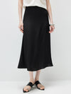 Women's solid color A-line skirt, mulberry silk blend woven