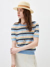 COMOBOCA Women's Multi-Color Stripe Knit T-Shirt