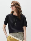 Women's Crew Neck Tonal Jacquard Short Sleeve T-Shirt