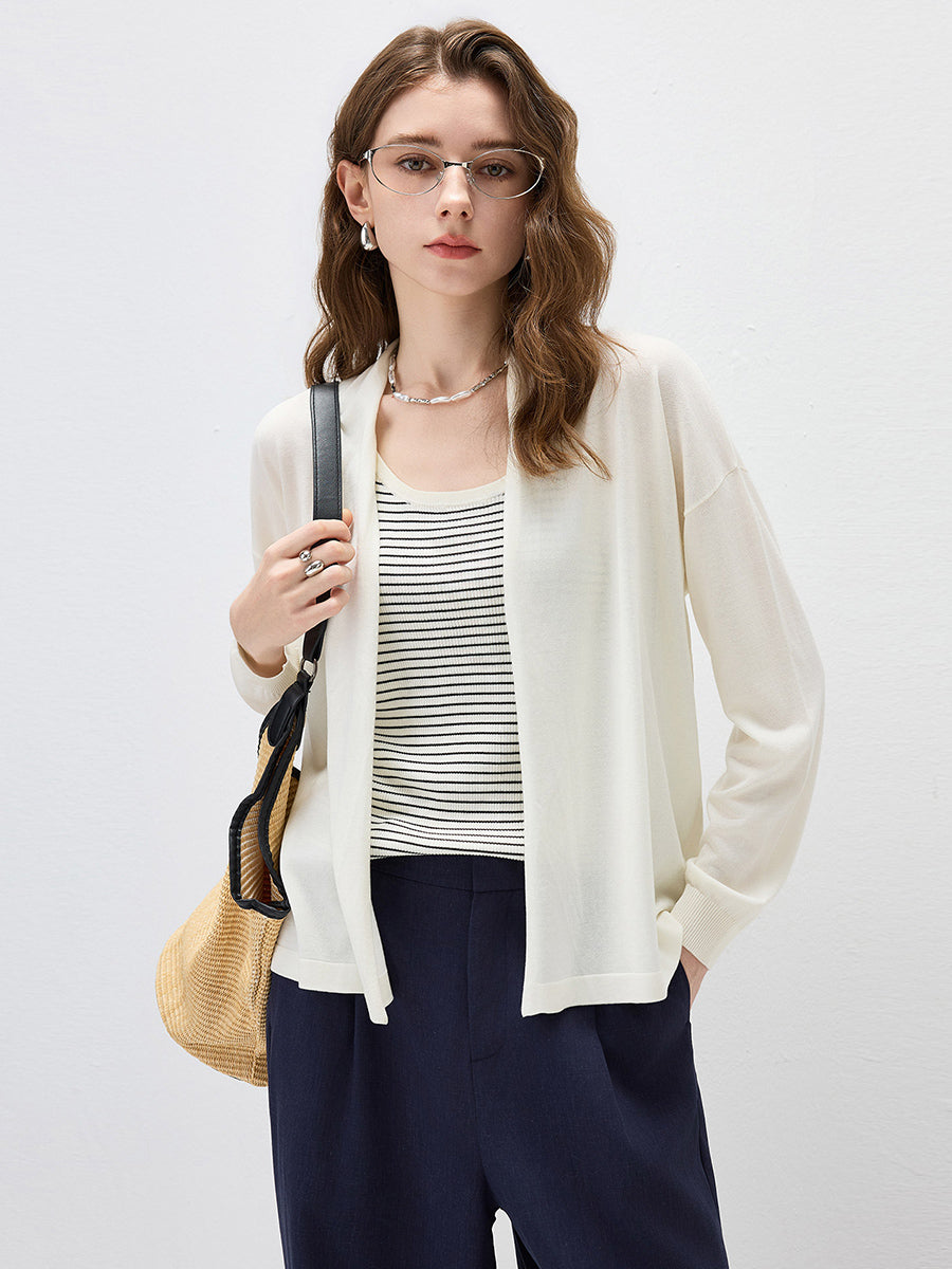 COMOBOCA Women's Open Front Knit Cardigan