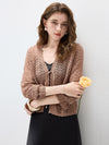 COMOBOCA Women's Linen Lace Knit Tie Front Cardigan