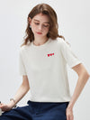Women's crew neck short-sleeve knitted T-shirt with embroidery