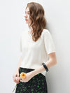 Women’s Silk-Cotton Jacquard Knit Crew Neck Pullover T-Shirt