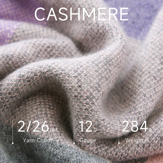 COMOBOCA 100% Cashmere Women's Color Block Plaid Sweater