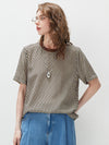 100% Silk Women's  Vintage Print Crew Neck Short Sleeve T-Shirt