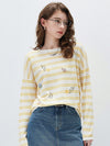 Women's Round Neck Linen Knit Top With Embroidery