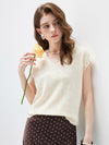 Women’s V-Neck Silk-Cotton Jacquard Knit Short Sleeve T-Shirt
