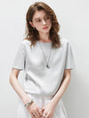 Women's Crew Neck Tonal Jacquard Short Sleeve T-Shirt