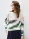 COMOBOCA Women's Stripe Round Neck Knit Sweater