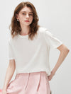 Women's Crew Neck Tonal Jacquard Short Sleeve T-Shirt
