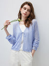 COMOBOCA Women's Linen Lace Knit Tie Front Cardigan
