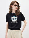 COMOBOCA Women's Cartoon Animal Intarsia Knit T-Shirt