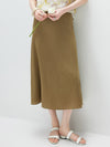 Women's solid color A-line skirt, mulberry silk blend woven
