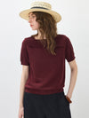 Women's Sophisticated Mulberry Silk Knit Top with Off-Shoulder Neckline
