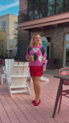 100% Wool Women's Argyle Pattern Knit Sweater